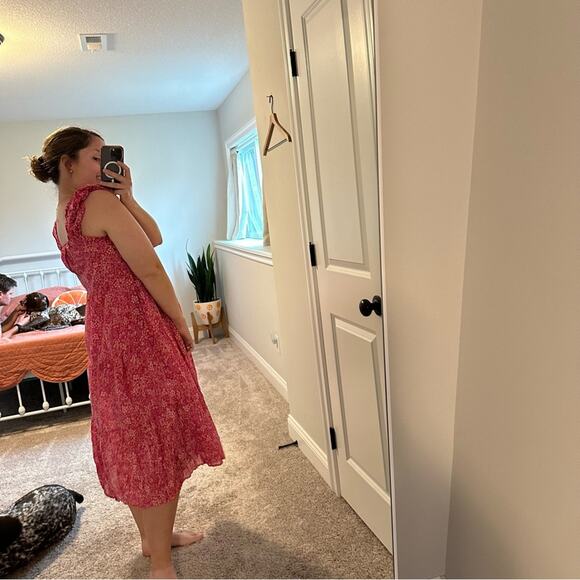 Xirena Pink Floral Cotton Silk Maxi Dress Small - Picture 3 of 12